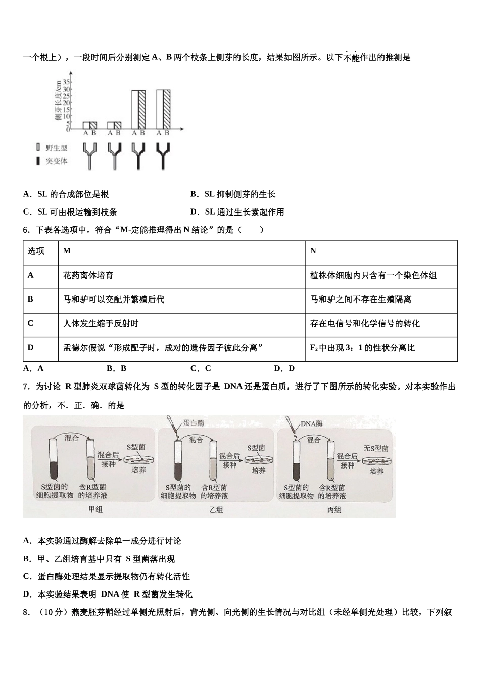 吉林省吉林市龙潭区吉化第一高级中学高考仿真模拟生物试卷含解析_第2页