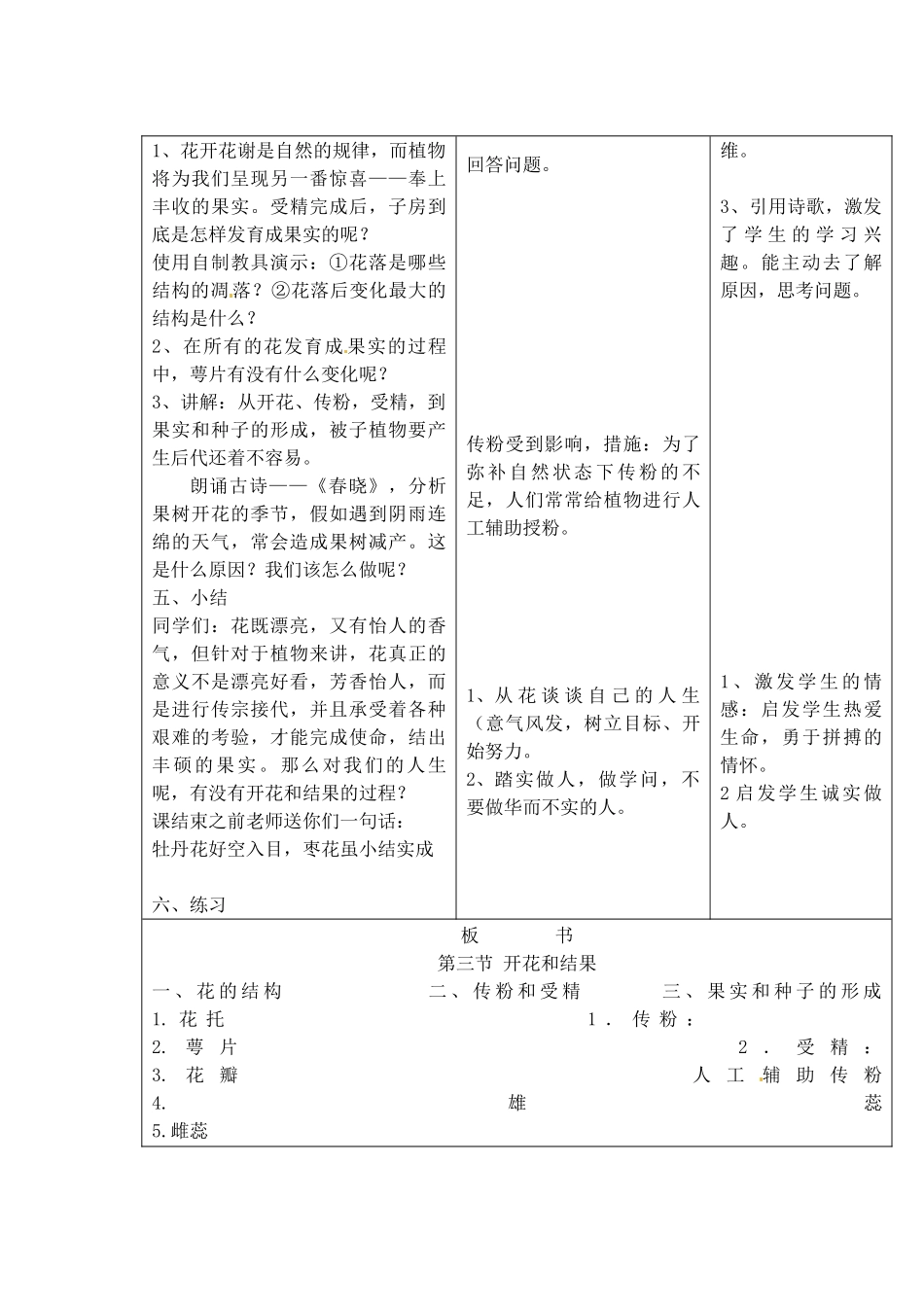 吉林省四平市第十七中学七年级生物上册-开花和结果教案2-新人教版_第3页