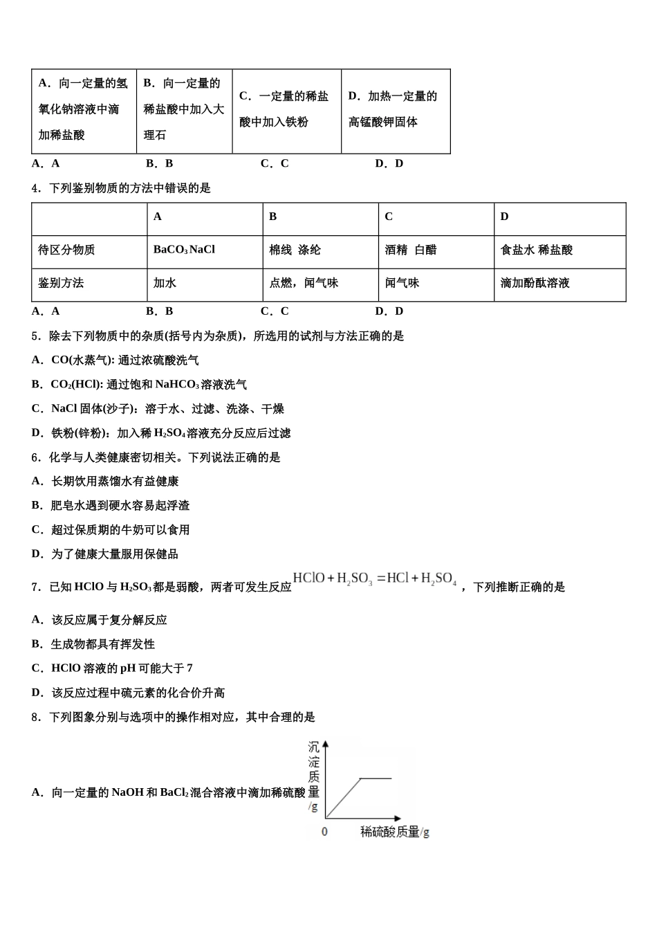 吉林省实验中学中考押题化学预测卷含解析_第2页