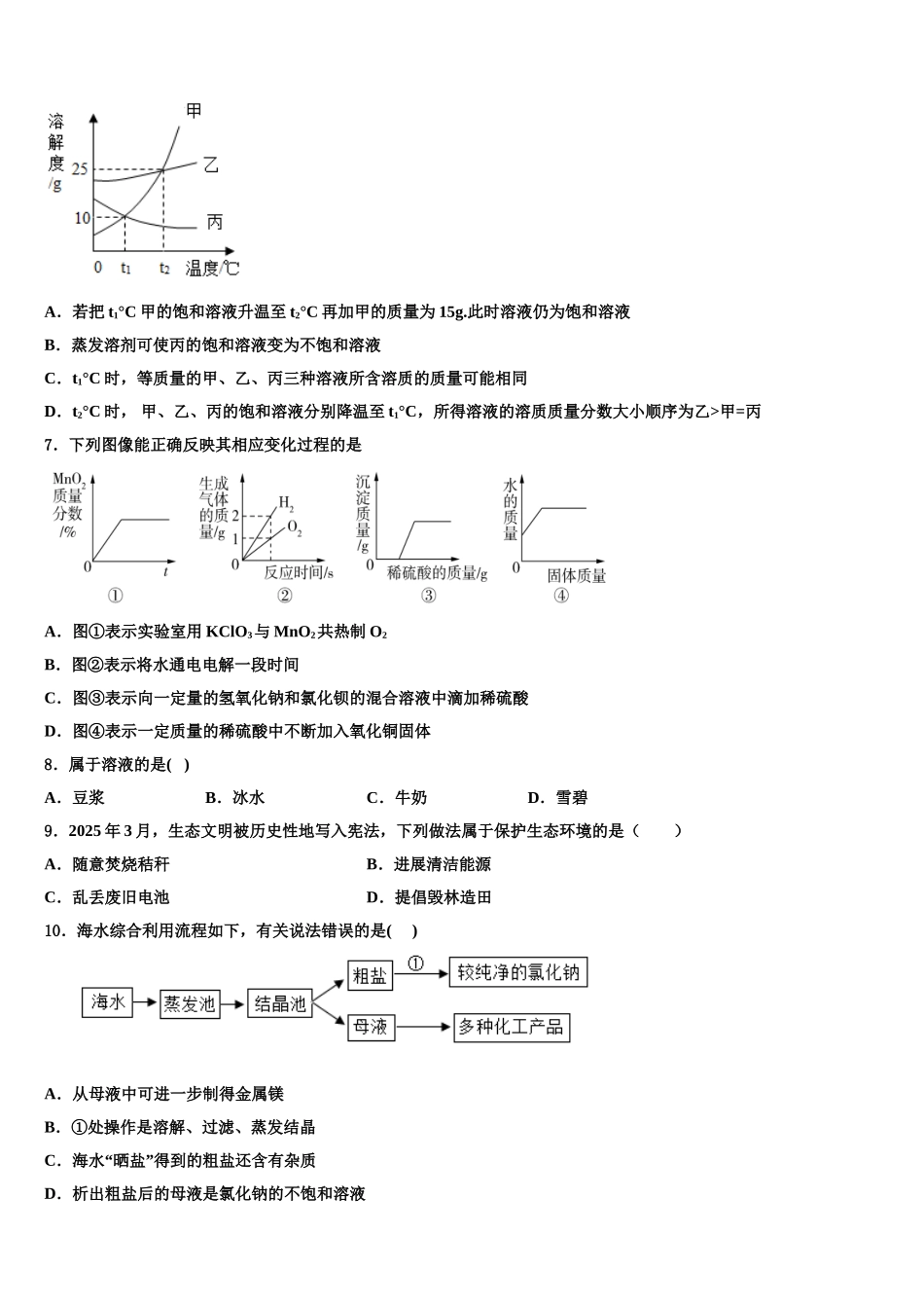 吉林省德惠市中考试题猜想化学试卷含解析_第2页