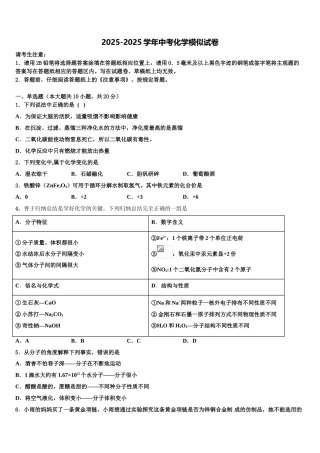 吉林省汪清县达标名校中考押题化学预测卷含解析