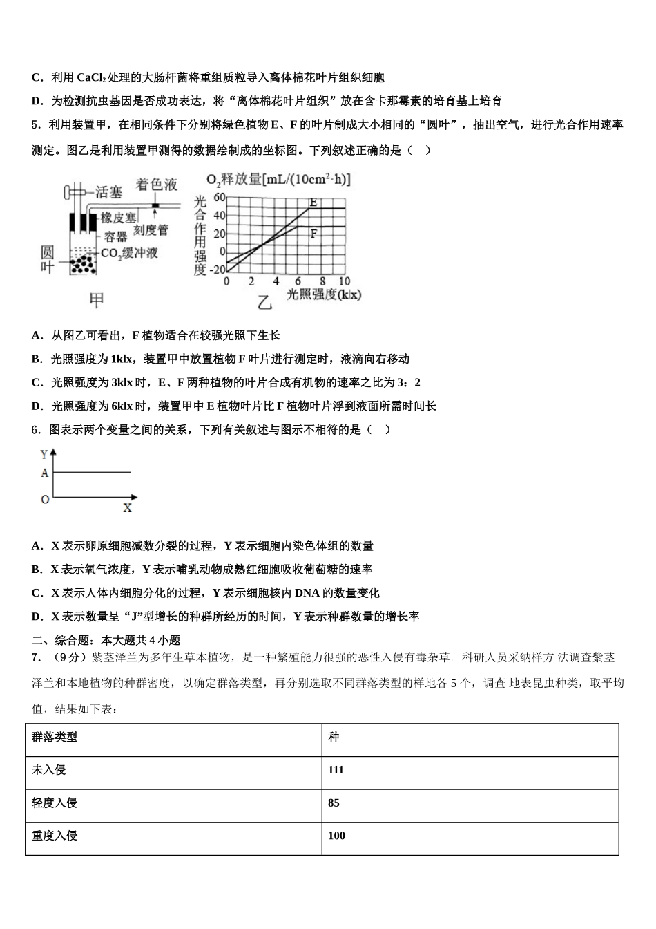 吉林省田家炳高中高考考前模拟生物试题含解析_第2页