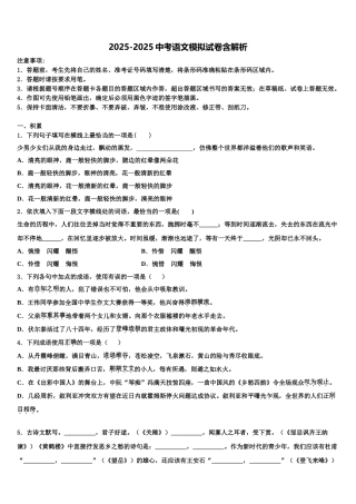 吉林省海门市中考语文适应性模拟试题含解析