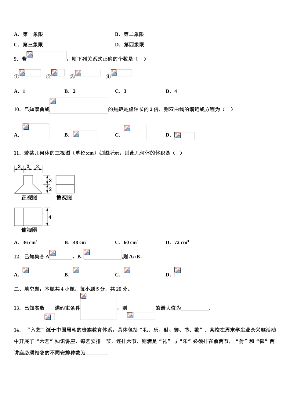 吉林省白城市洮南市第十中学高三最后一卷数学试卷含解析_第3页