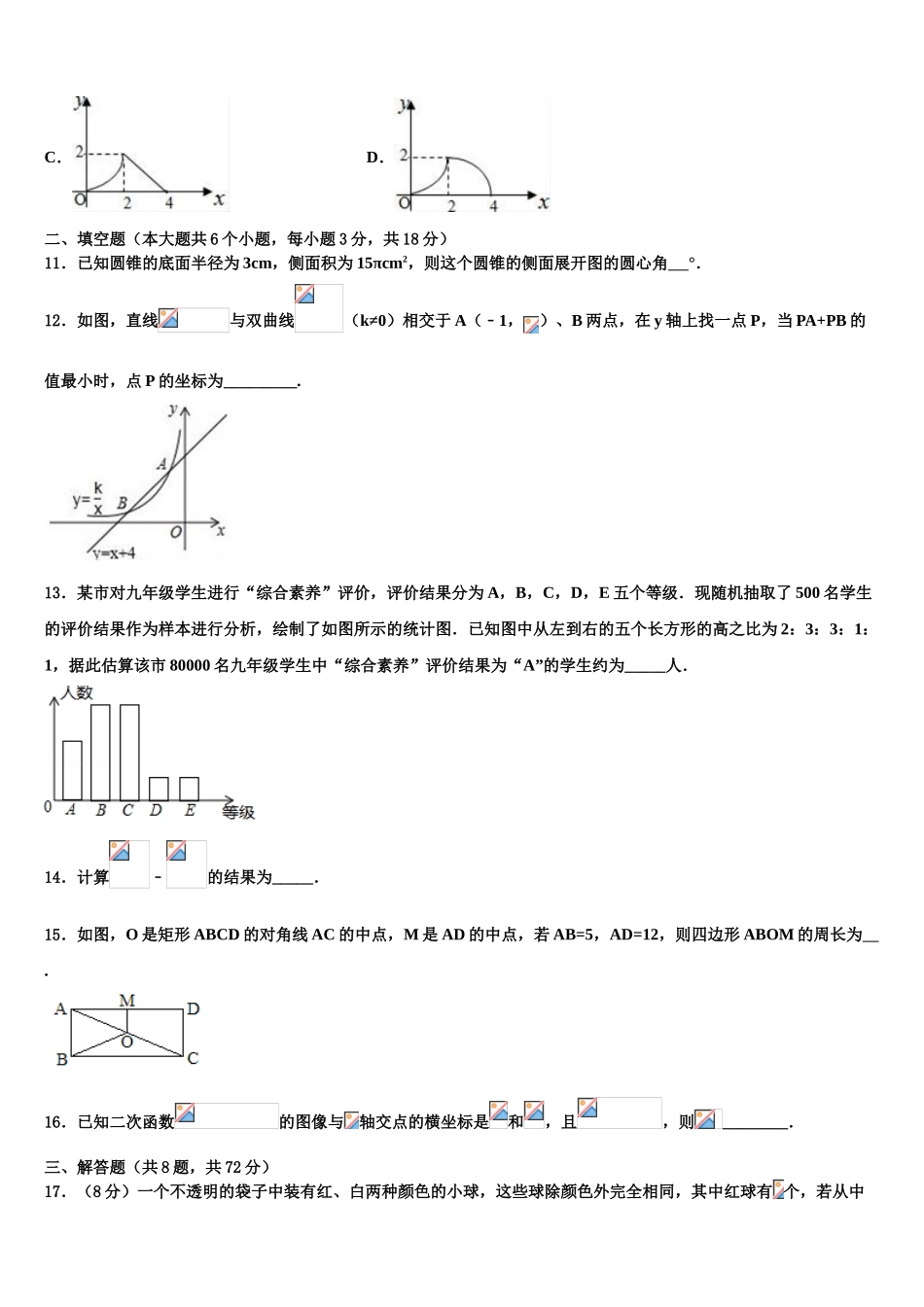 吉林省白城市镇赉镇中学中考联考数学试题含解析_第3页