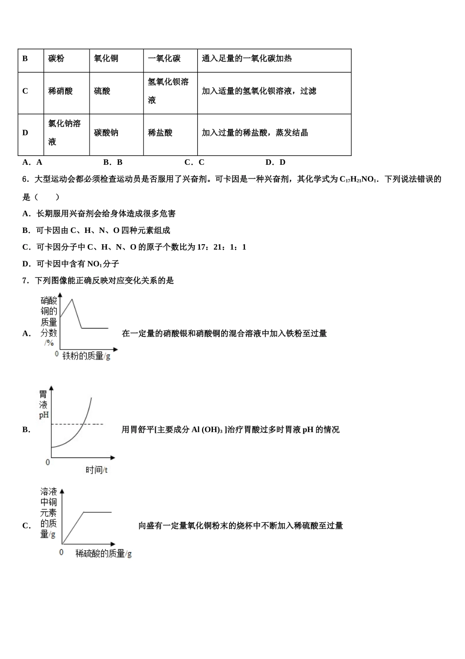 吉林省辉南县重点达标名校中考三模化学试题含解析_第2页