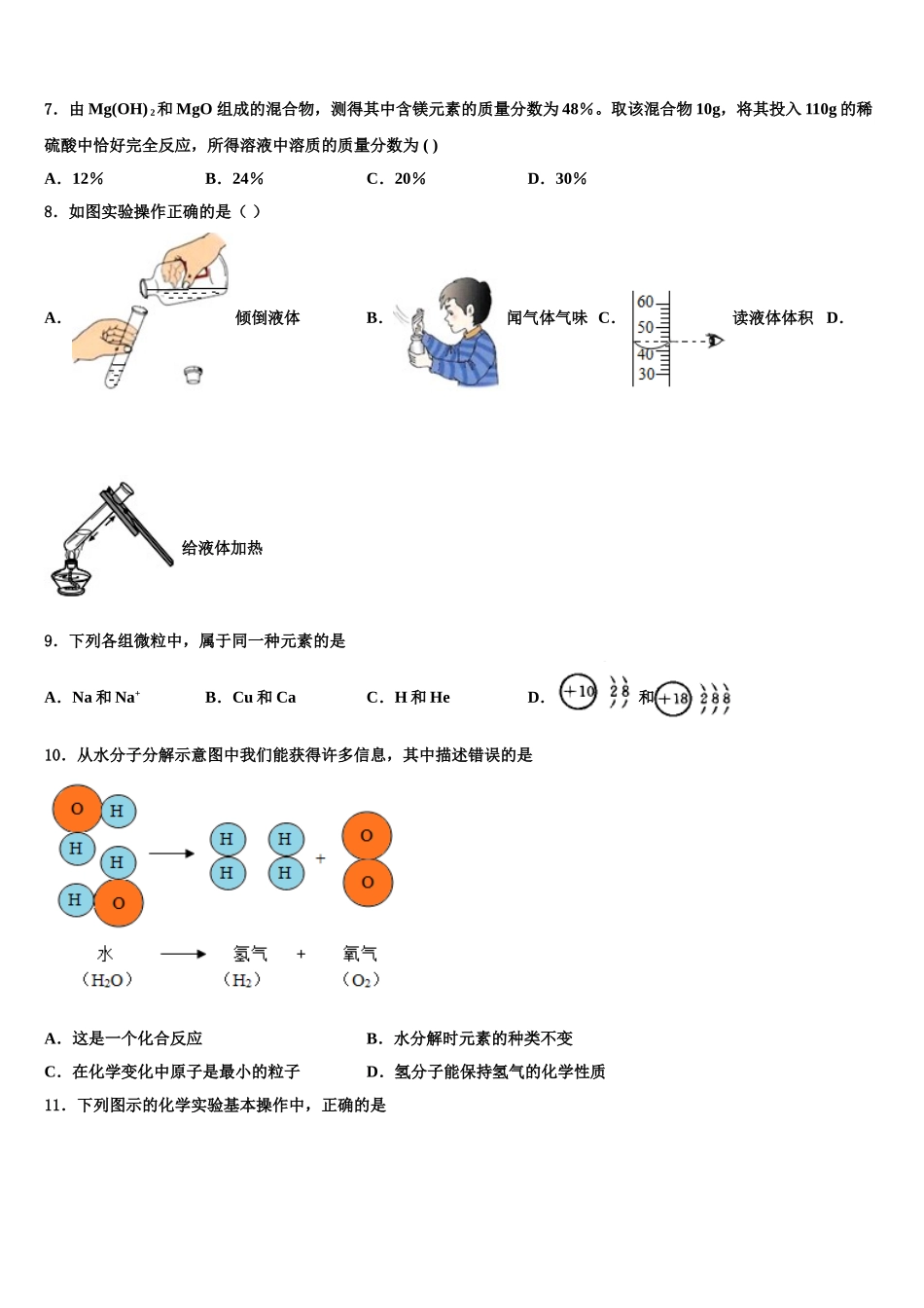 吉林省辽源东辽县联考中考联考化学试卷含解析_第3页