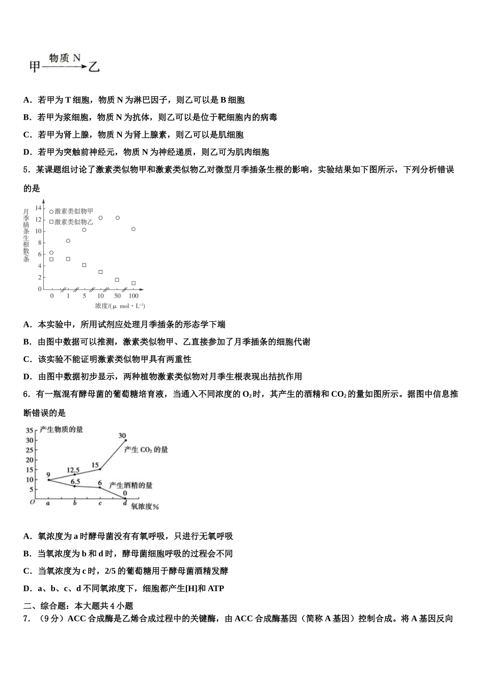 吉林省通榆县第一中高三下学期第六次检测生物试卷含解析_第2页