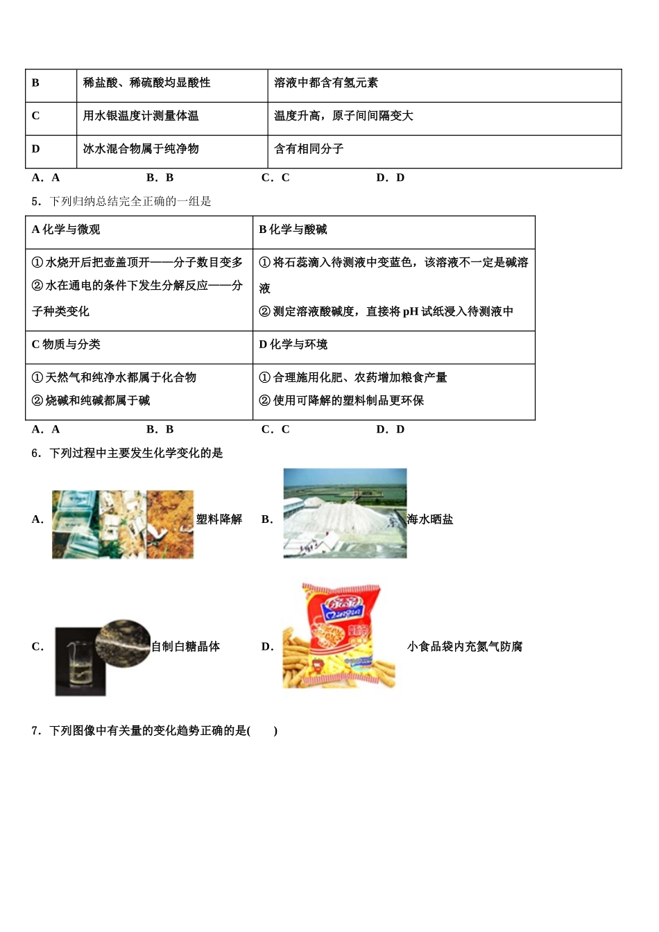 吉林省长春市净月高新区市级名校中考化学模拟预测试卷含解析_第2页
