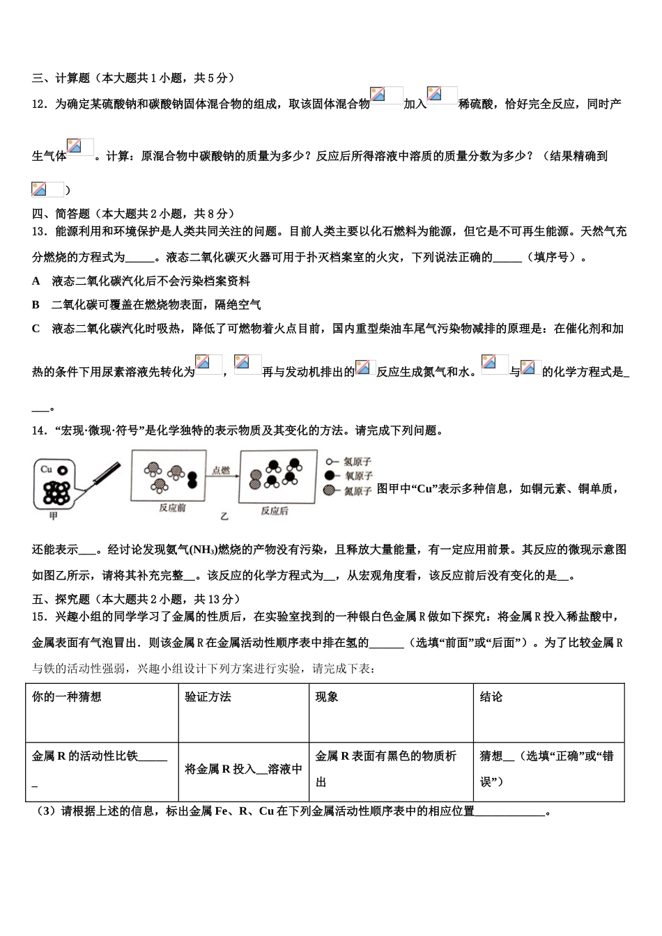 吉林省长春市汽开区达标名校中考冲刺卷化学试题含解析_第3页