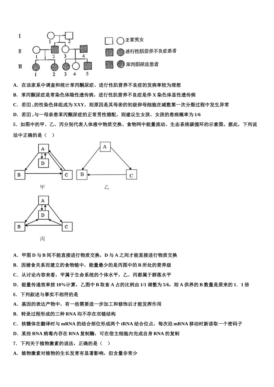 吉林省长春市第七中学高考冲刺押题生物试卷含解析_第2页