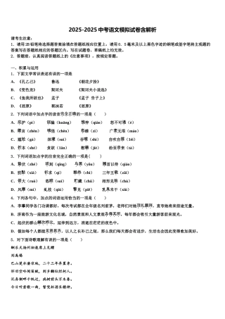 吉林省长春市第二实验学校中考语文考试模拟冲刺卷含解析