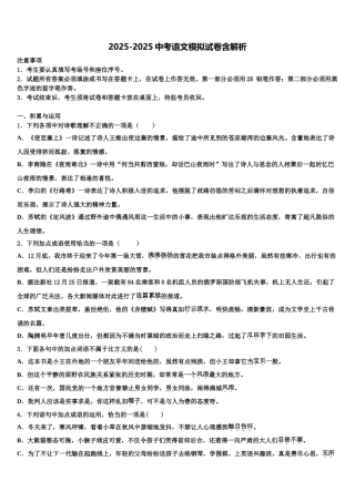 吉林省长春市第一外国语中学中考语文最后一模试卷含解析