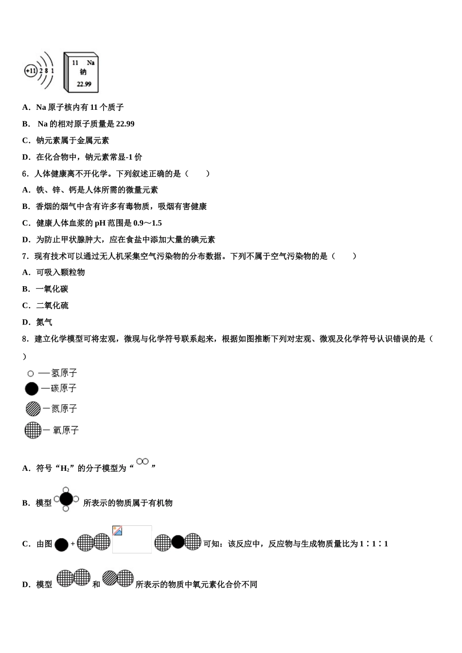 吉林省长春市第四十八中学中考化学仿真试卷含解析_第2页