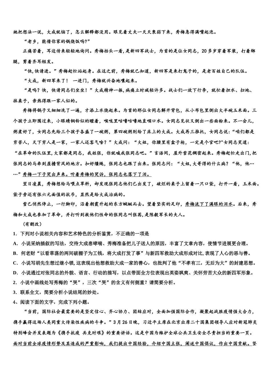 吉林省长春汽车经济技术开发区第六中学高考仿真卷语文试卷含解析_第3页