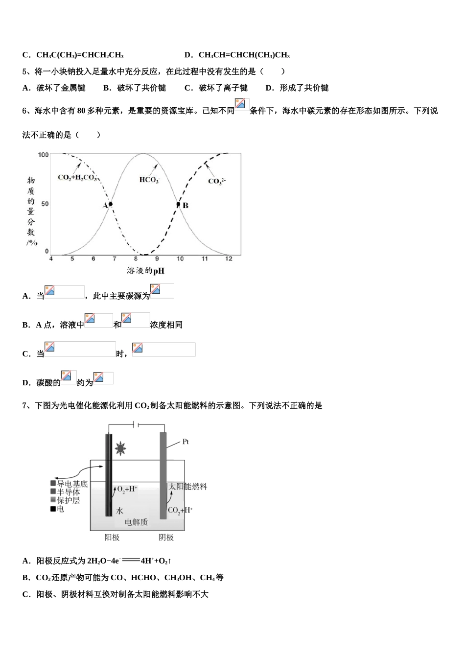 吉林省靖宇县高三下第一次测试化学试题含解析_第2页