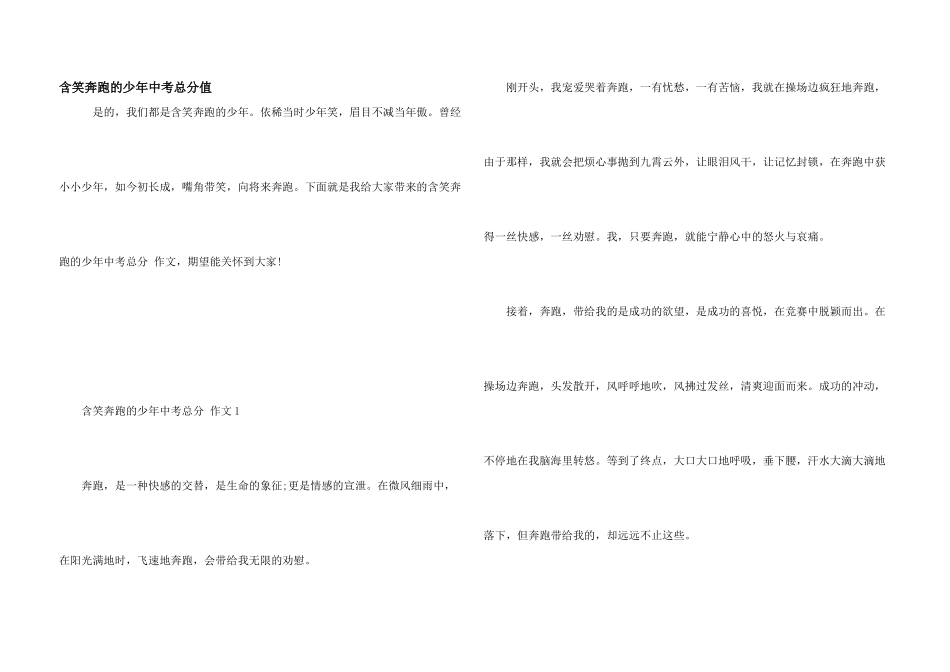 含笑奔跑的少年中考满分_第1页