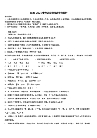 吴忠市重点中学中考考前最后一卷语文试卷含解析