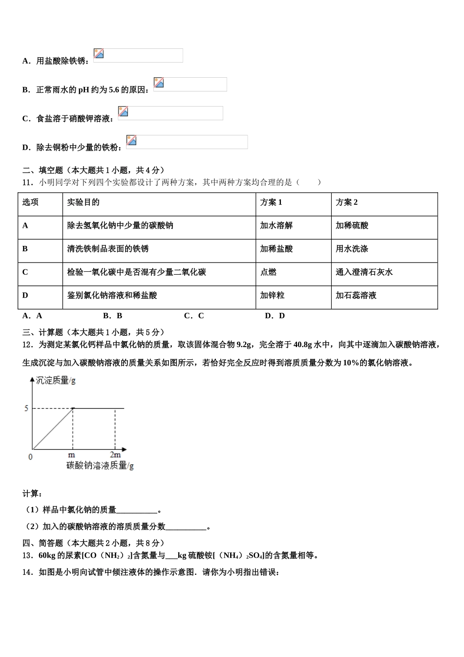 吴忠市重点中学中考试题猜想化学试卷含解析_第3页