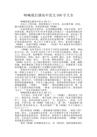 呐喊观后感高中范文500字大全