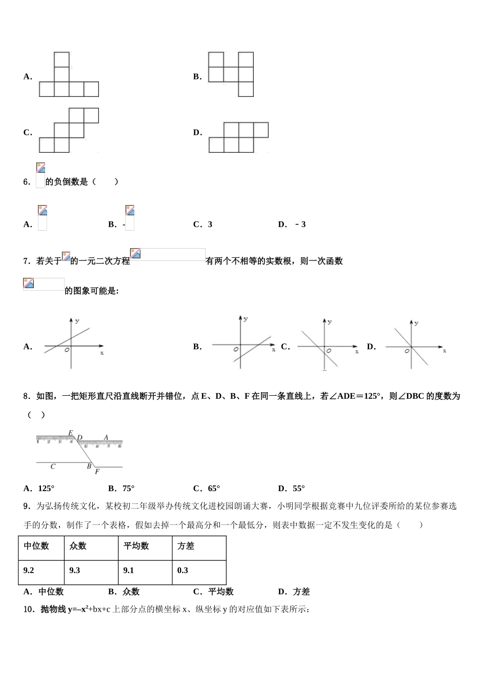 哈尔滨道外区市级名校中考数学全真模拟试卷含解析_第2页