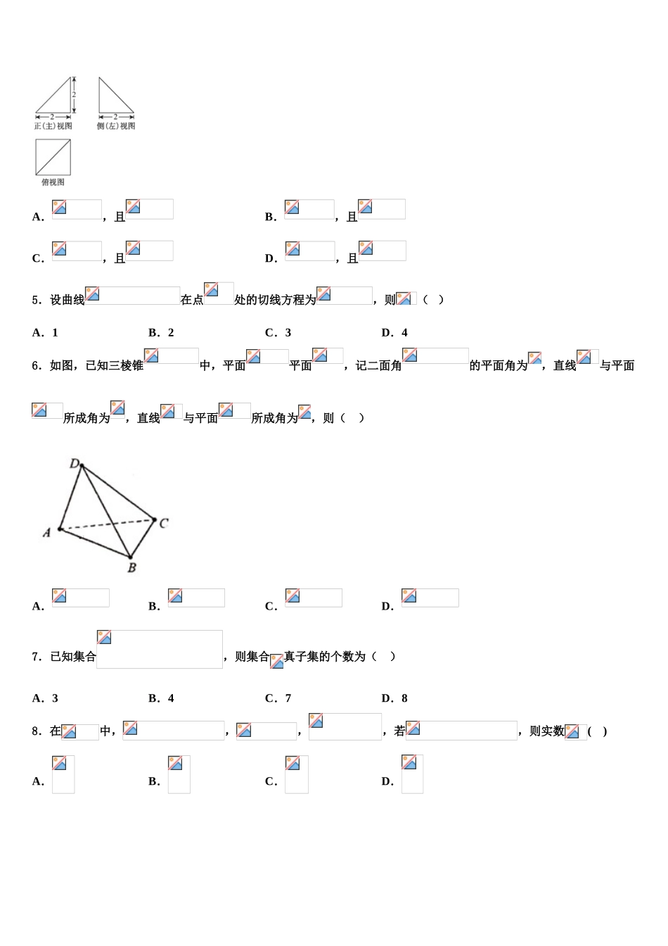 嘉兴市重点中学高考仿真卷数学试卷含解析_第2页
