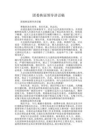 团委换届领导讲话稿