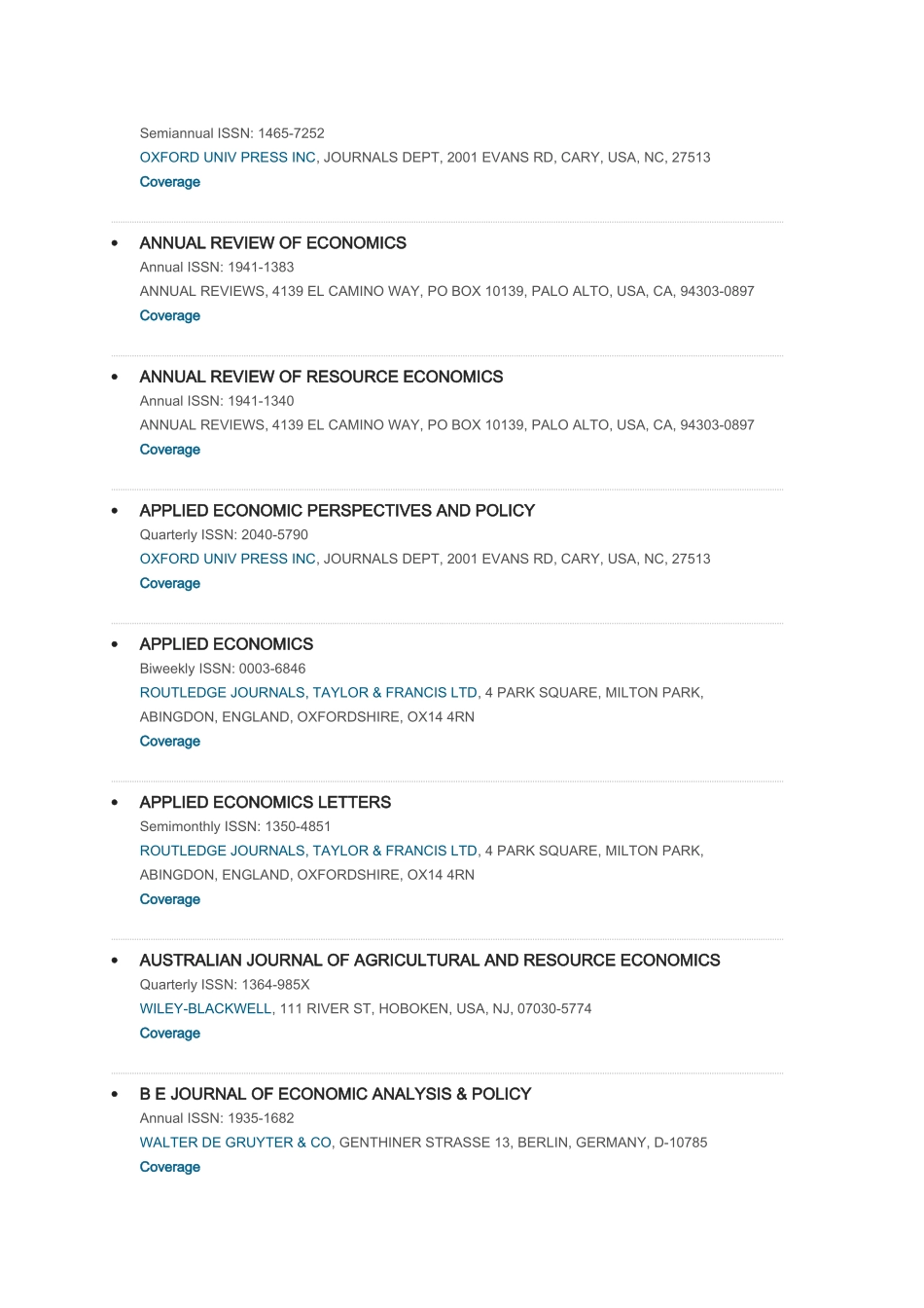 国外经济学SSCI杂志收录名单_第2页