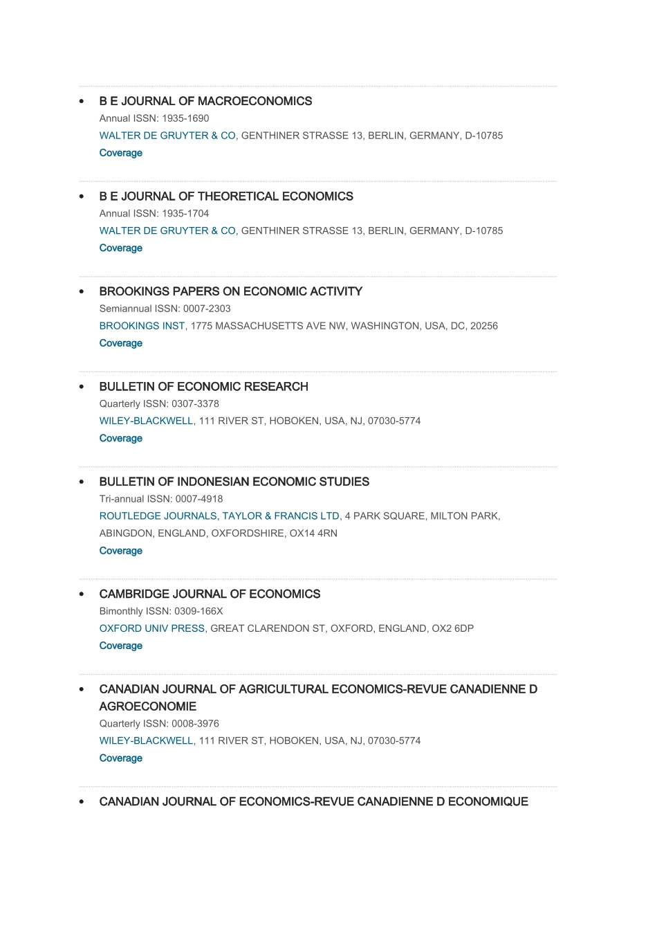 国外经济学SSCI杂志收录名单_第3页