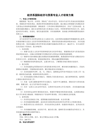 国际经济与贸易专业人才培养方案