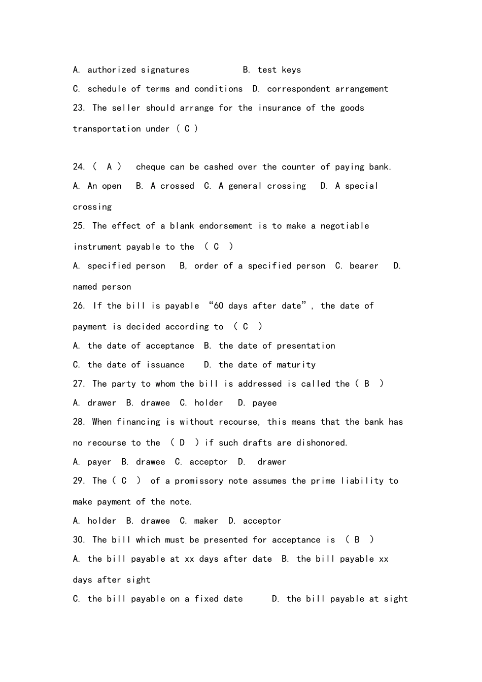 国际结算英文选择题90_第3页