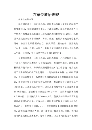 在单位政治表现