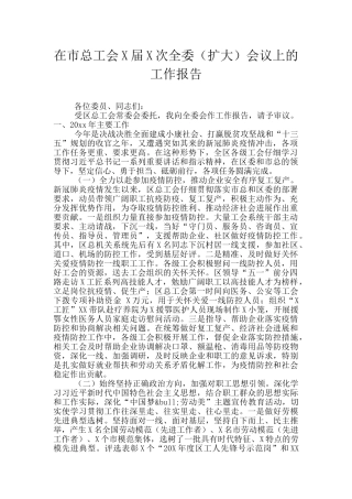 在市总工会X届X次全委会议上的工作报告