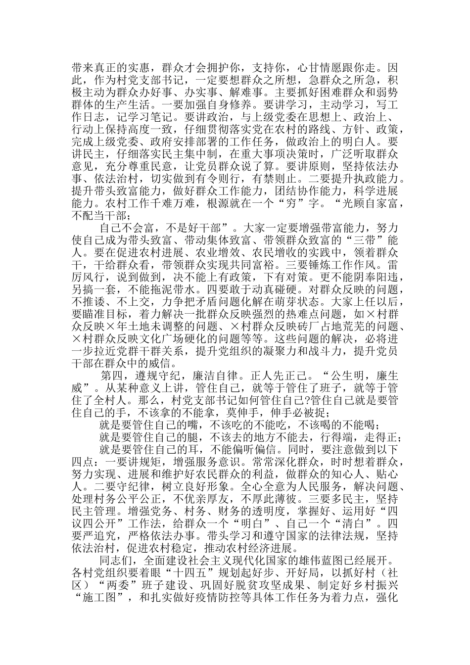 在新一届村党组织书记2025年任职集体谈话会上的讲话_第3页