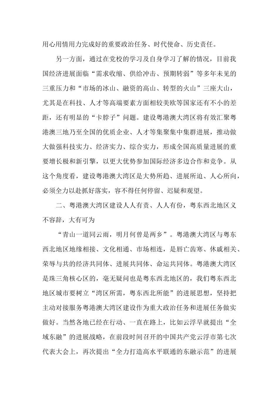 在粤东西北一体化发展与粤港澳大湾区融合互动专题讨论会上的发言精编_第2页