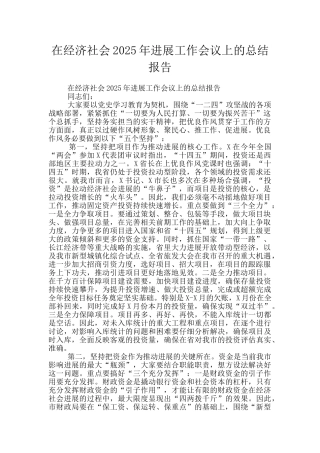 在经济社会2025年发展工作会议上的总结报告