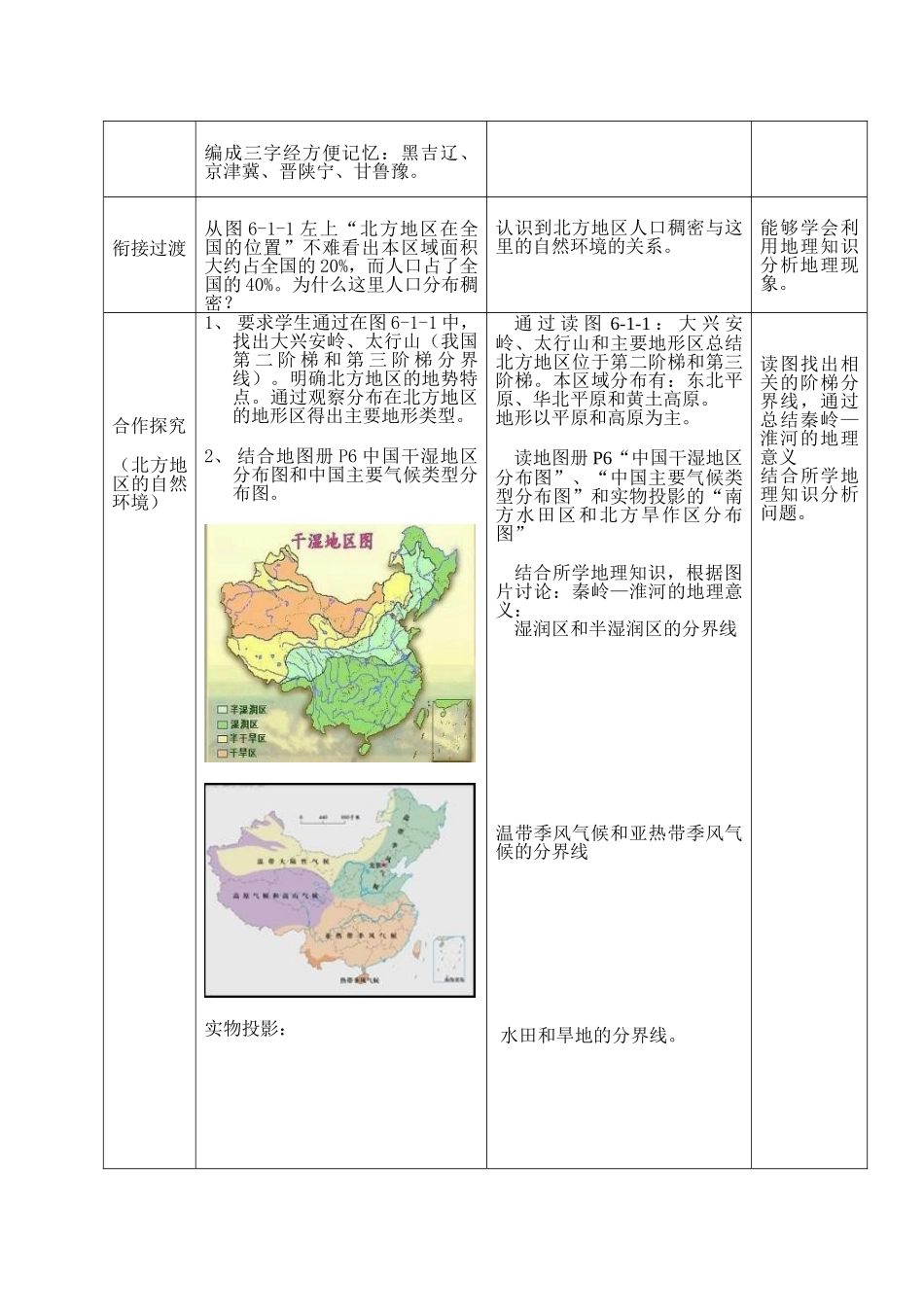 地理八年级下册第六章北方地区第一节《区域特征》教案_第3页