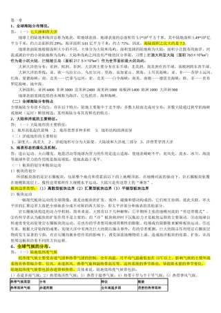 地理科学专业世界地理复习资料