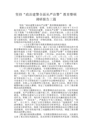 坚持“政治建警全面从严治警”教育整顿调研报告三篇