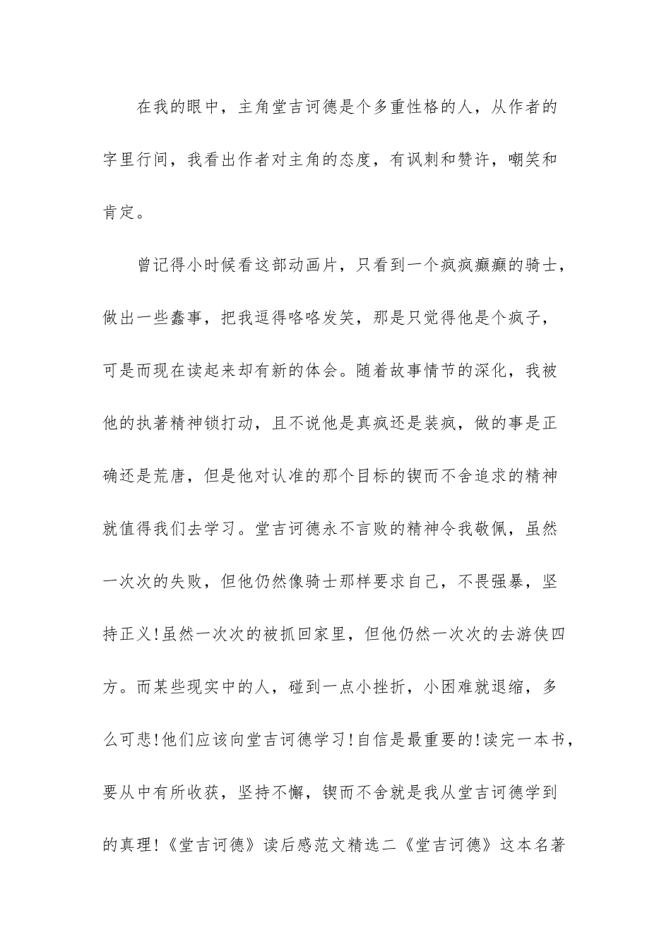 堂吉诃德读后感3000字-_第2页