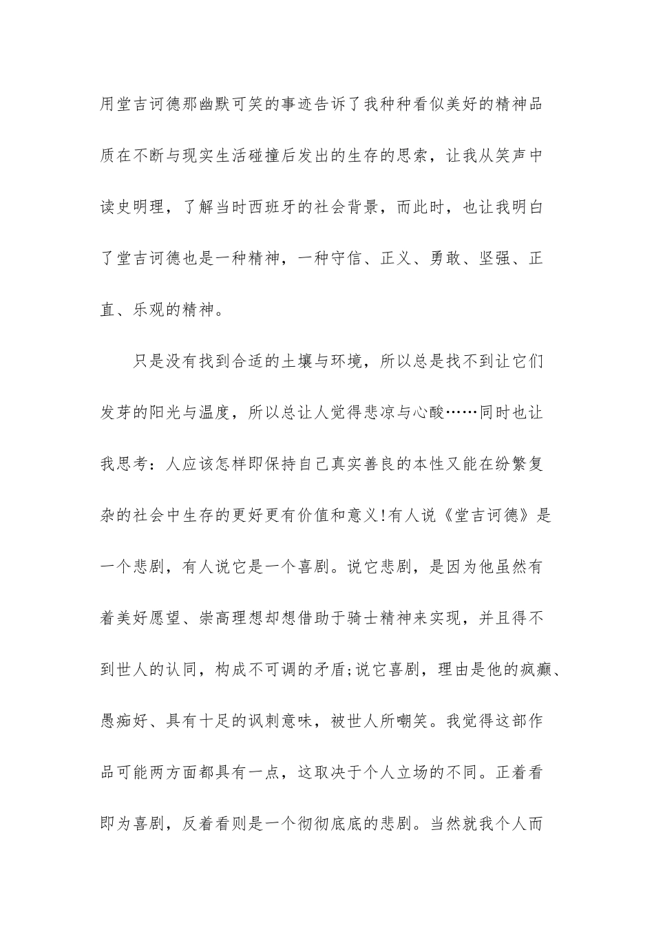 堂吉诃德读后感3000字-_第3页