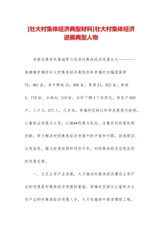 壮大村集体经济发展典型人物