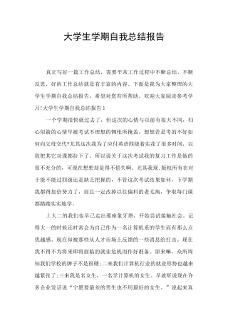 大学生学期自我总结报告