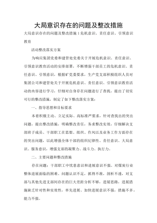 大局意识存在的问题及整改措施