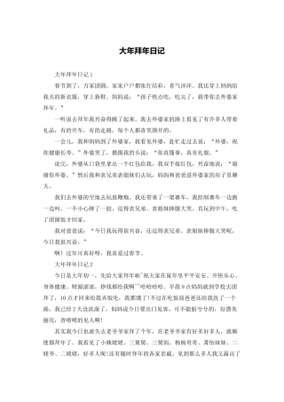 大年拜年日记