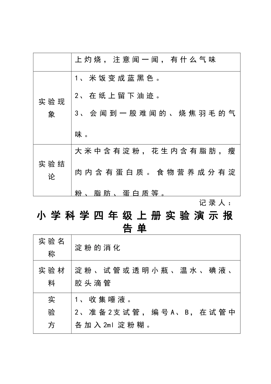 大象版小学科学四年级上册实验演示报告单_第3页