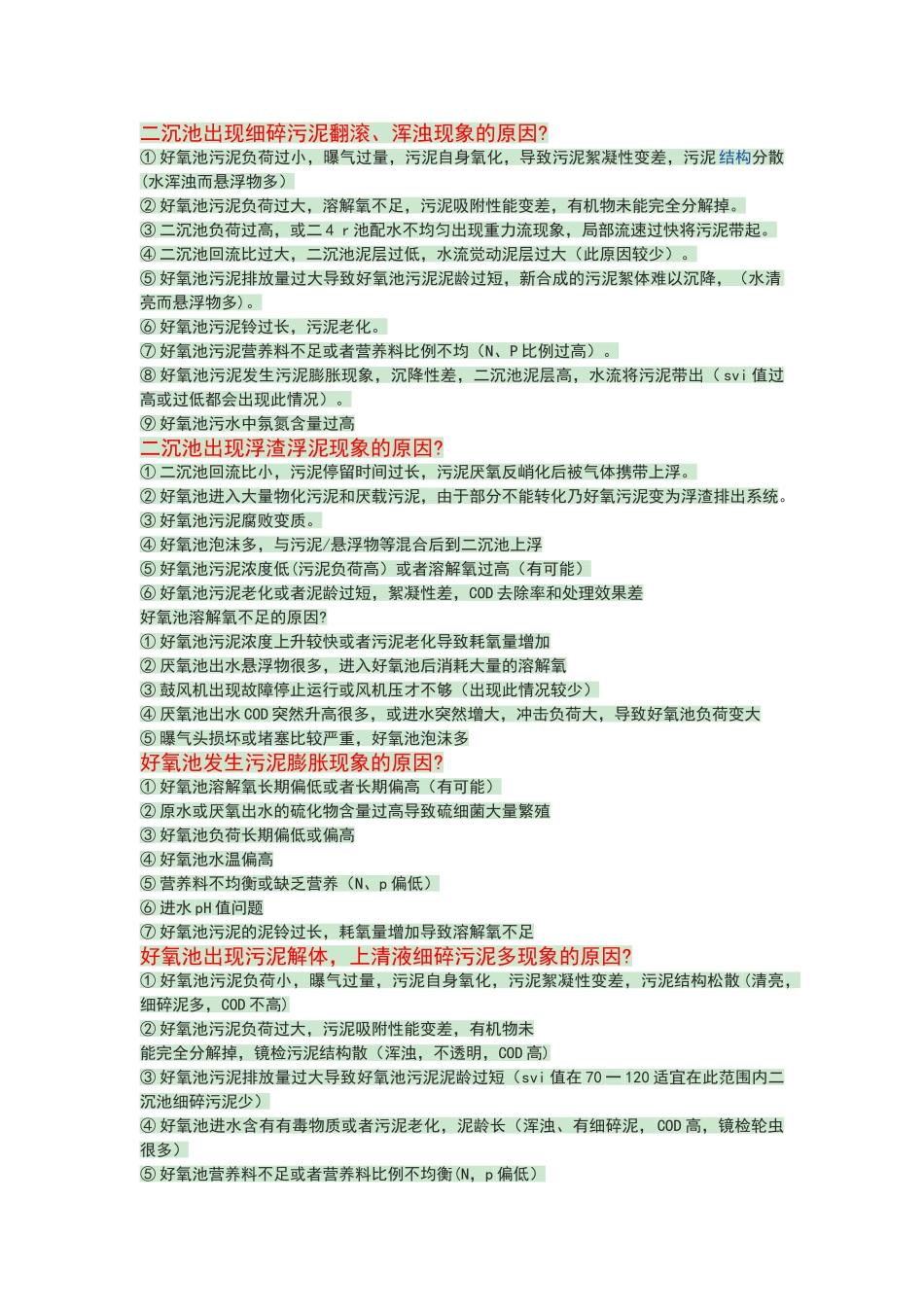 好氧池常见问题及解决方案56525_第1页