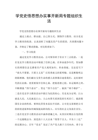 学党史悟思想办实事开新局专题组织生活