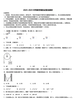宁夏银川市兴庆区唐徕回民中学中考五模数学试题含解析