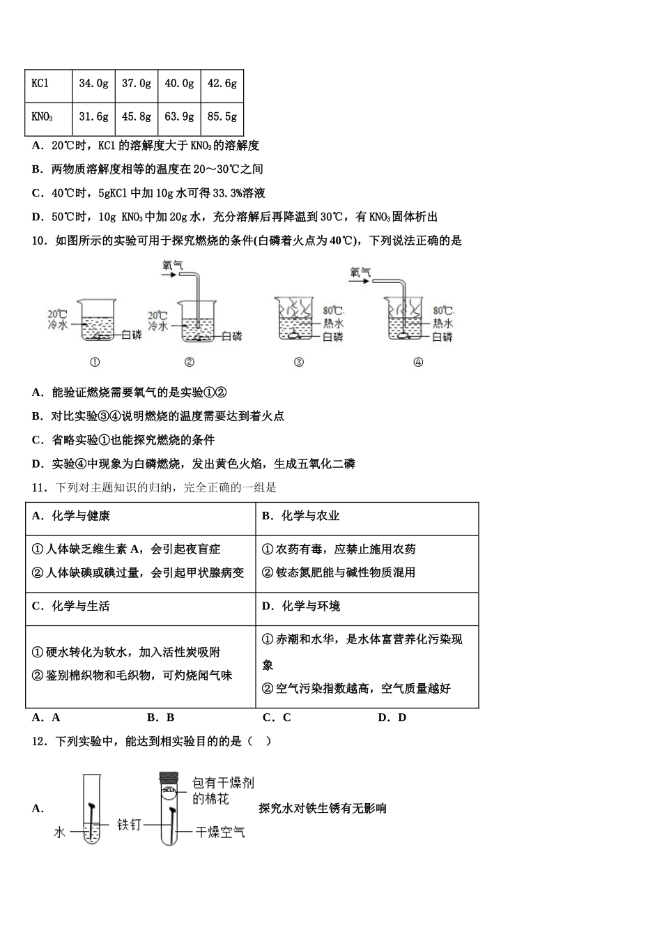 宁夏银川市兴庆区唐徕回民中学初中化学毕业考试模拟冲刺卷含解析_第3页